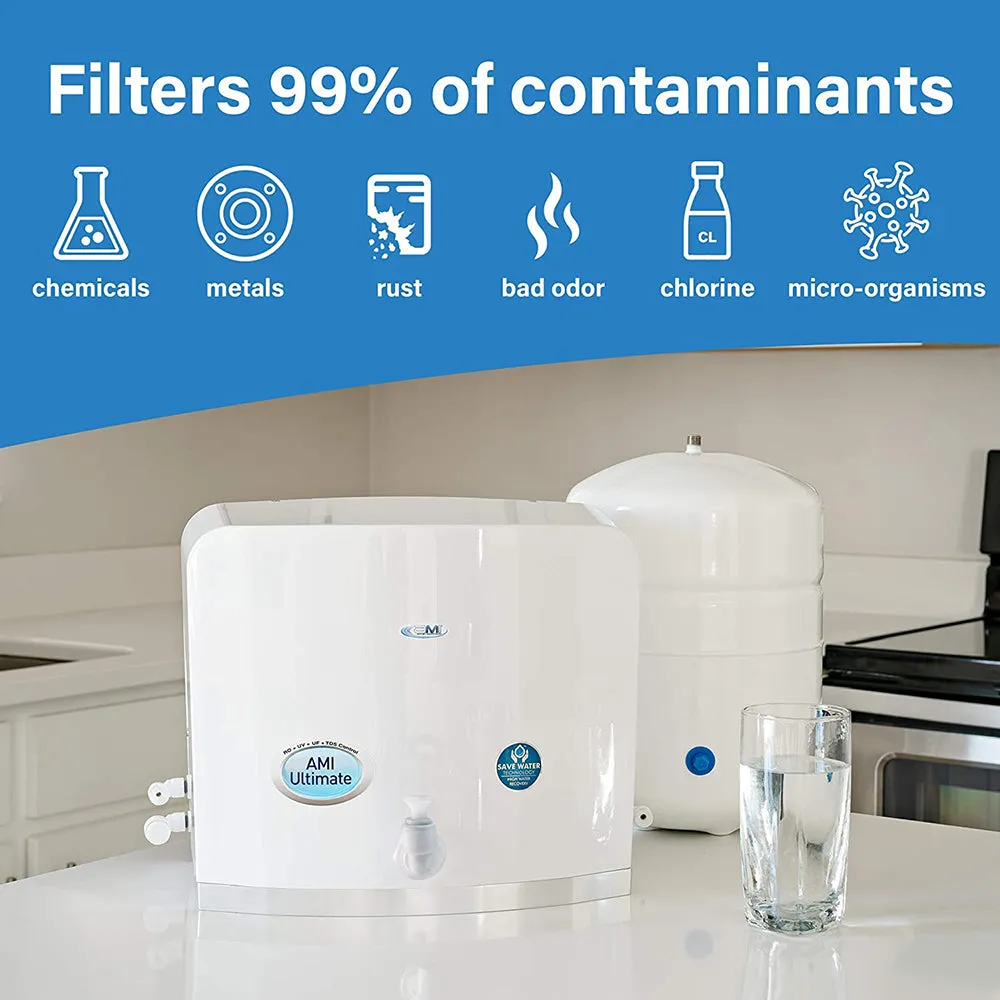 125 GPD - AMI Ultimate - High Flow Mineral RO   UF   UV Disinfection Drinking Water System with TDS Control & Booster Pump