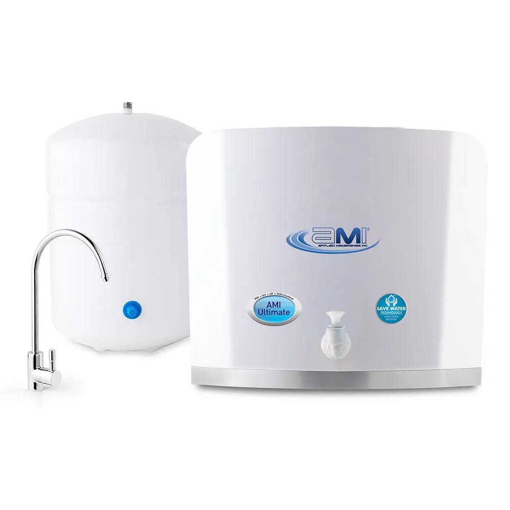125 GPD - AMI Ultimate - High Flow Mineral RO   UF   UV Disinfection Drinking Water System with TDS Control & Booster Pump