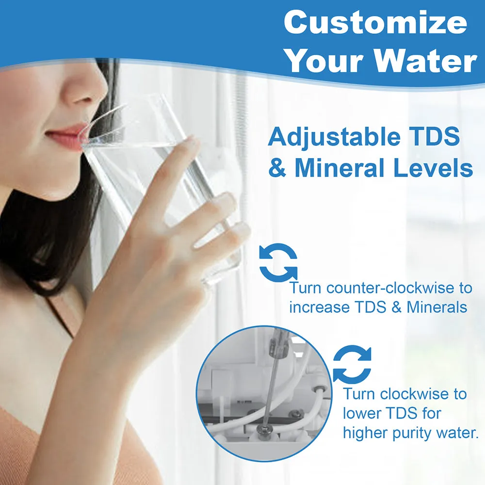 125 GPD - AMI Ultimate - High Flow Mineral RO   UF   UV Disinfection Drinking Water System with TDS Control & Booster Pump