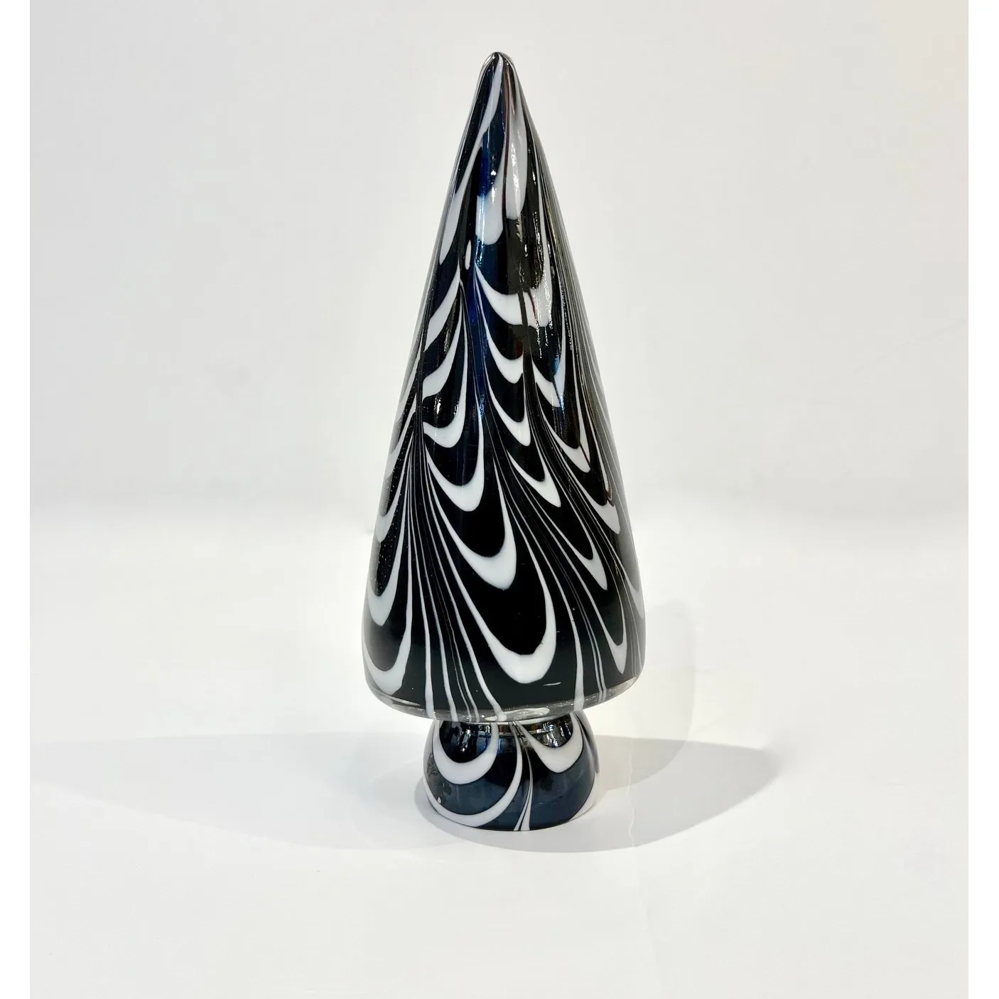 1980 Formia Italian Vintage White Black Clear Murano Glass Tree Modern Sculpture