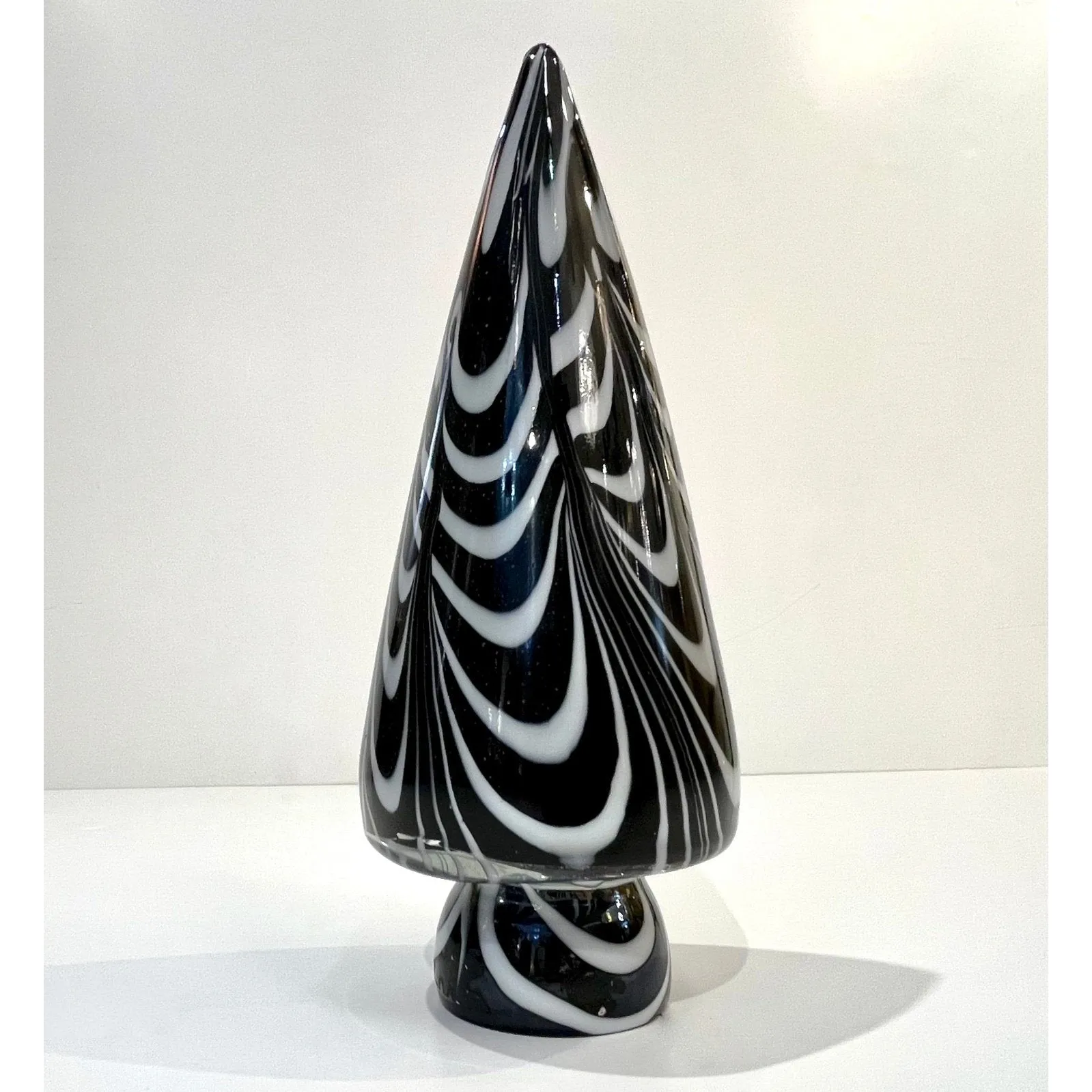 1980 Formia Italian Vintage White Black Clear Murano Glass Tree Modern Sculpture