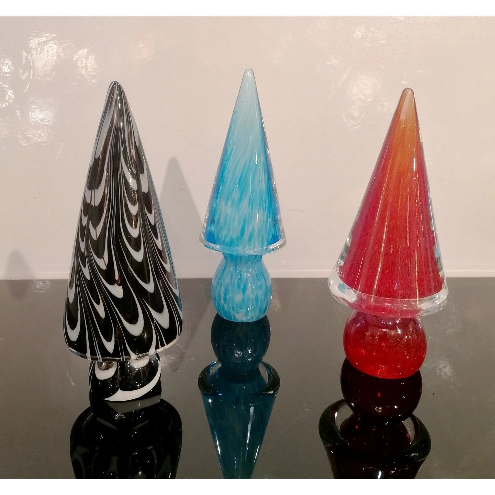 1980 Formia Italian Vintage White Black Clear Murano Glass Tree Modern Sculpture