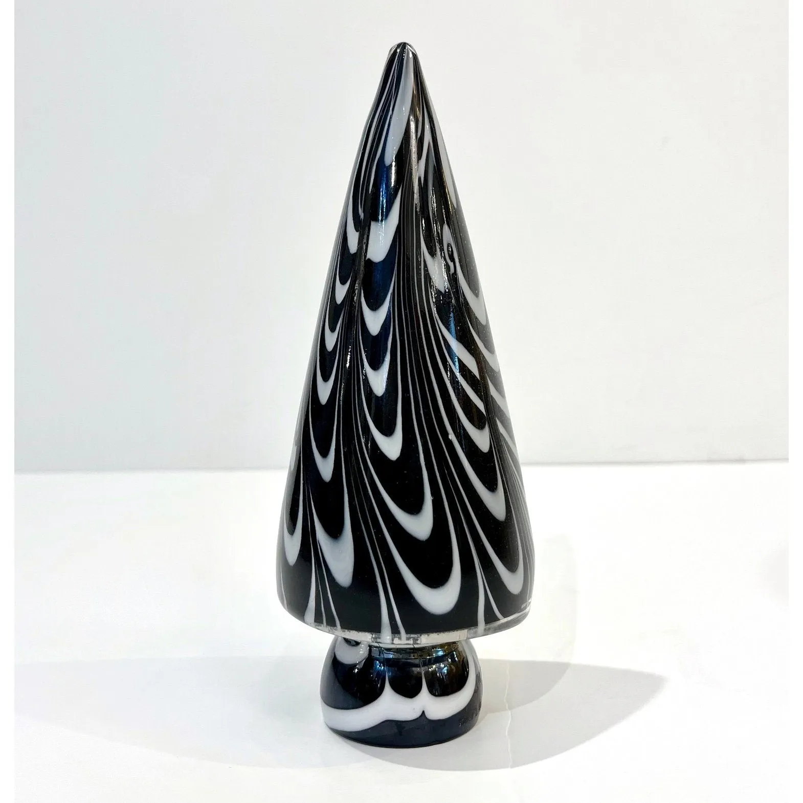 1980 Formia Italian Vintage White Black Clear Murano Glass Tree Modern Sculpture