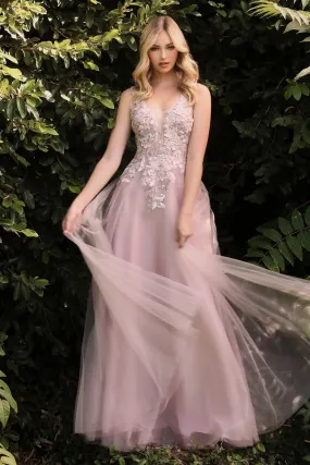 A-Line Curve Princess Tulle Skirt Plus Size Long Prom Dress