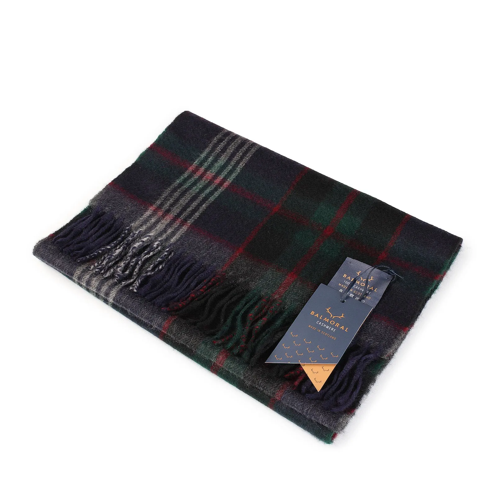 Balmoral 100% Cashmere Woven Scarf Navy/Green