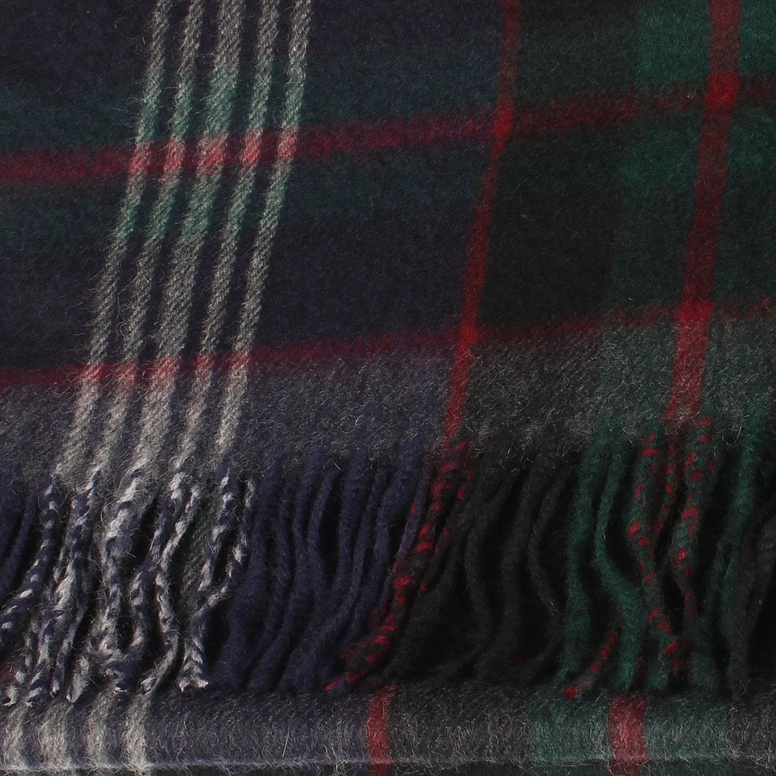 Balmoral 100% Cashmere Woven Scarf Navy/Green