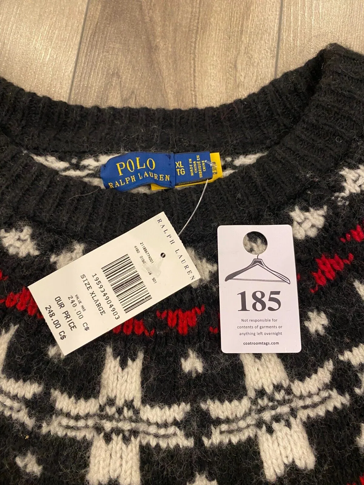 BNWT  Polo Ralph Lauren Fair Isle  Knit Sweater Womens XL Black Wool-Blend