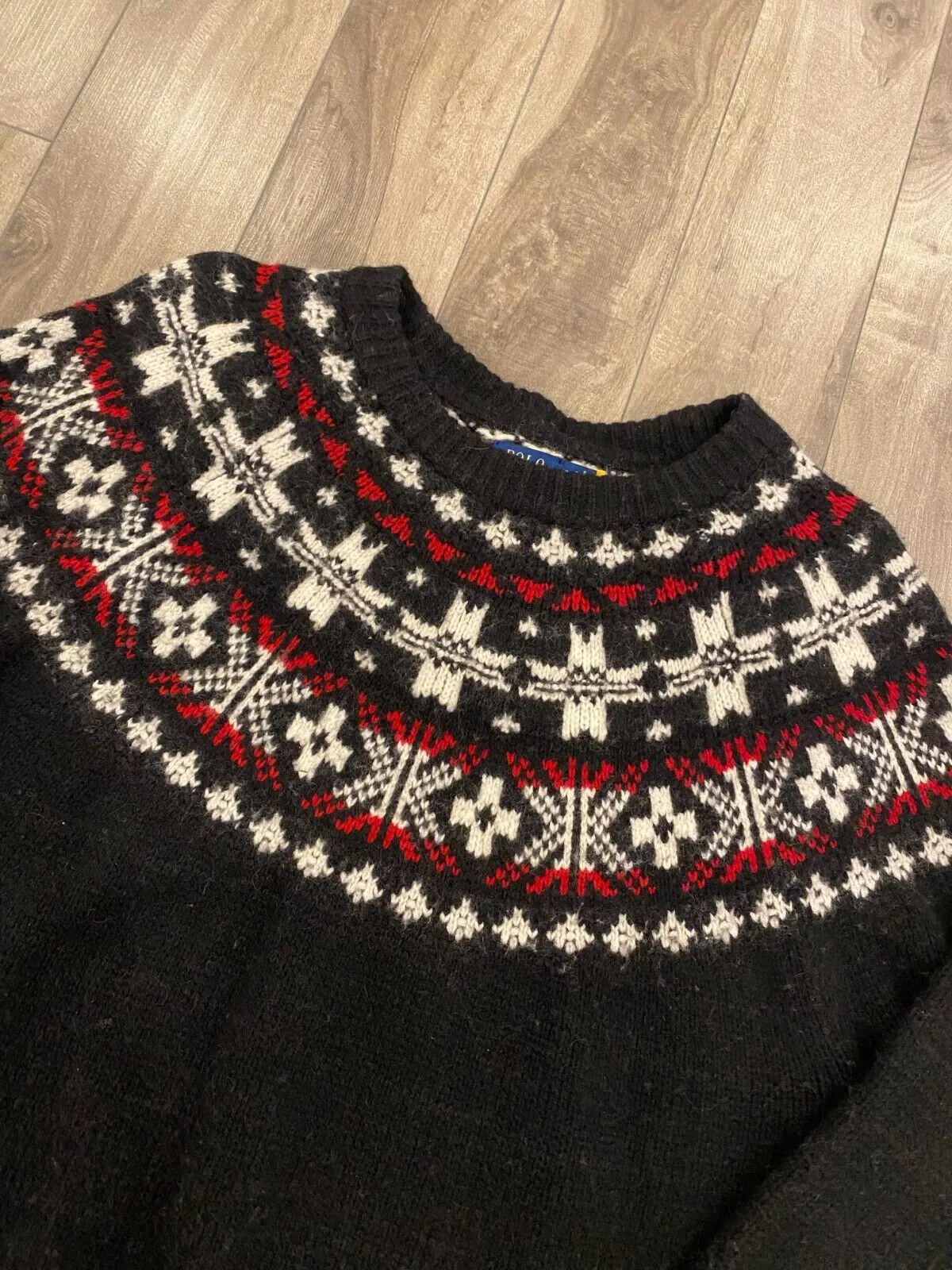 BNWT  Polo Ralph Lauren Fair Isle  Knit Sweater Womens XL Black Wool-Blend