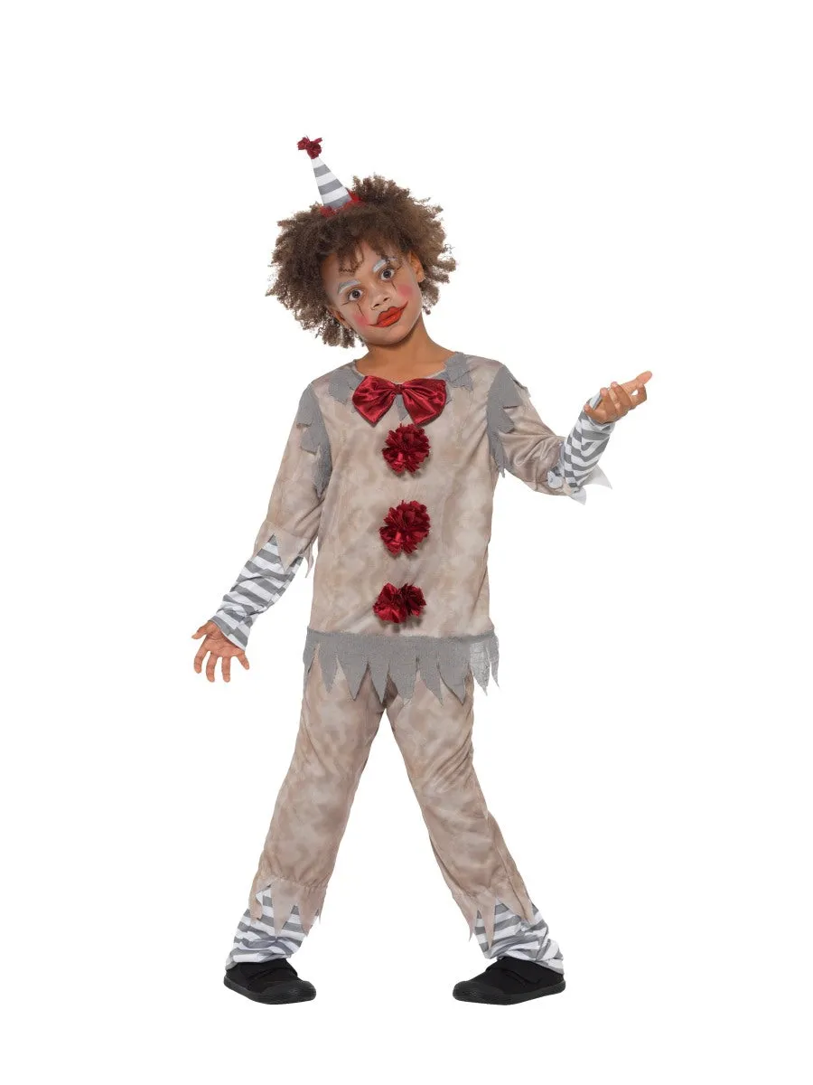 Boys Vintage Clown Halloween Circus Fancy Dress Costume