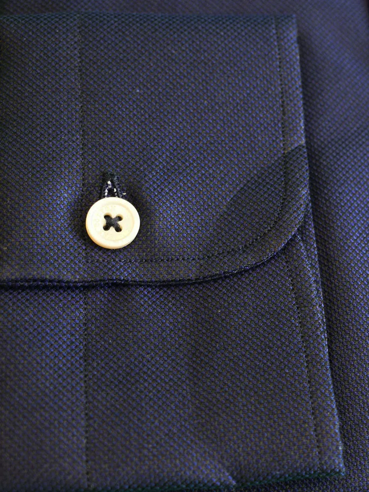 Canclini Navy Marine Band Collar Shirt