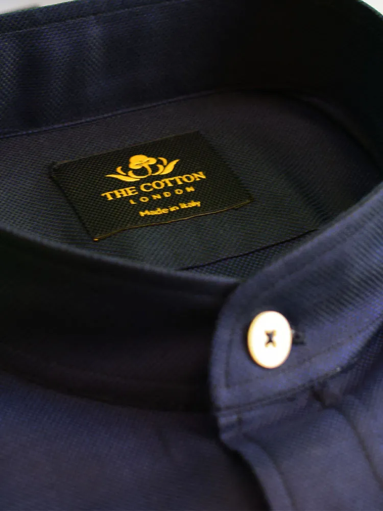Canclini Navy Marine Band Collar Shirt