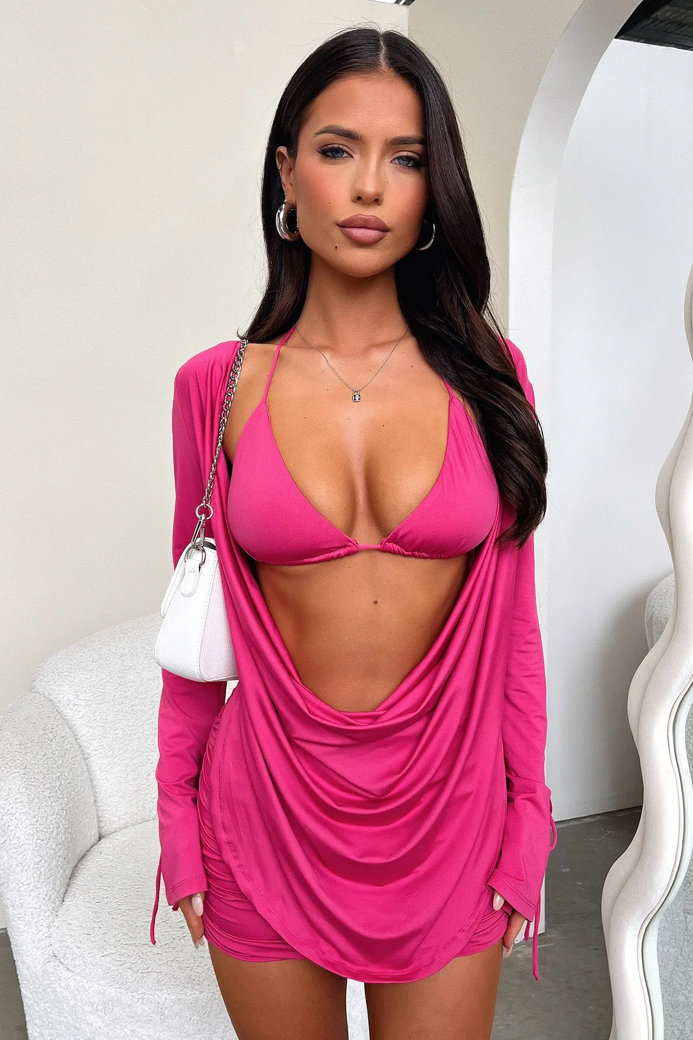 Cardi Top and Bikini - Hot Pink