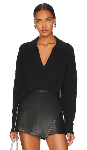 Central Park West Marti Polo Sweater in Black