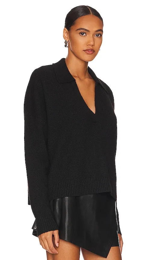 Central Park West Marti Polo Sweater in Black