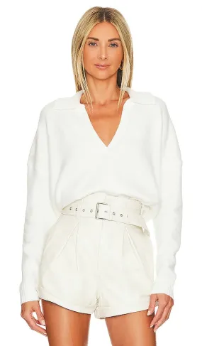 Central Park West Marti Polo Sweater in White