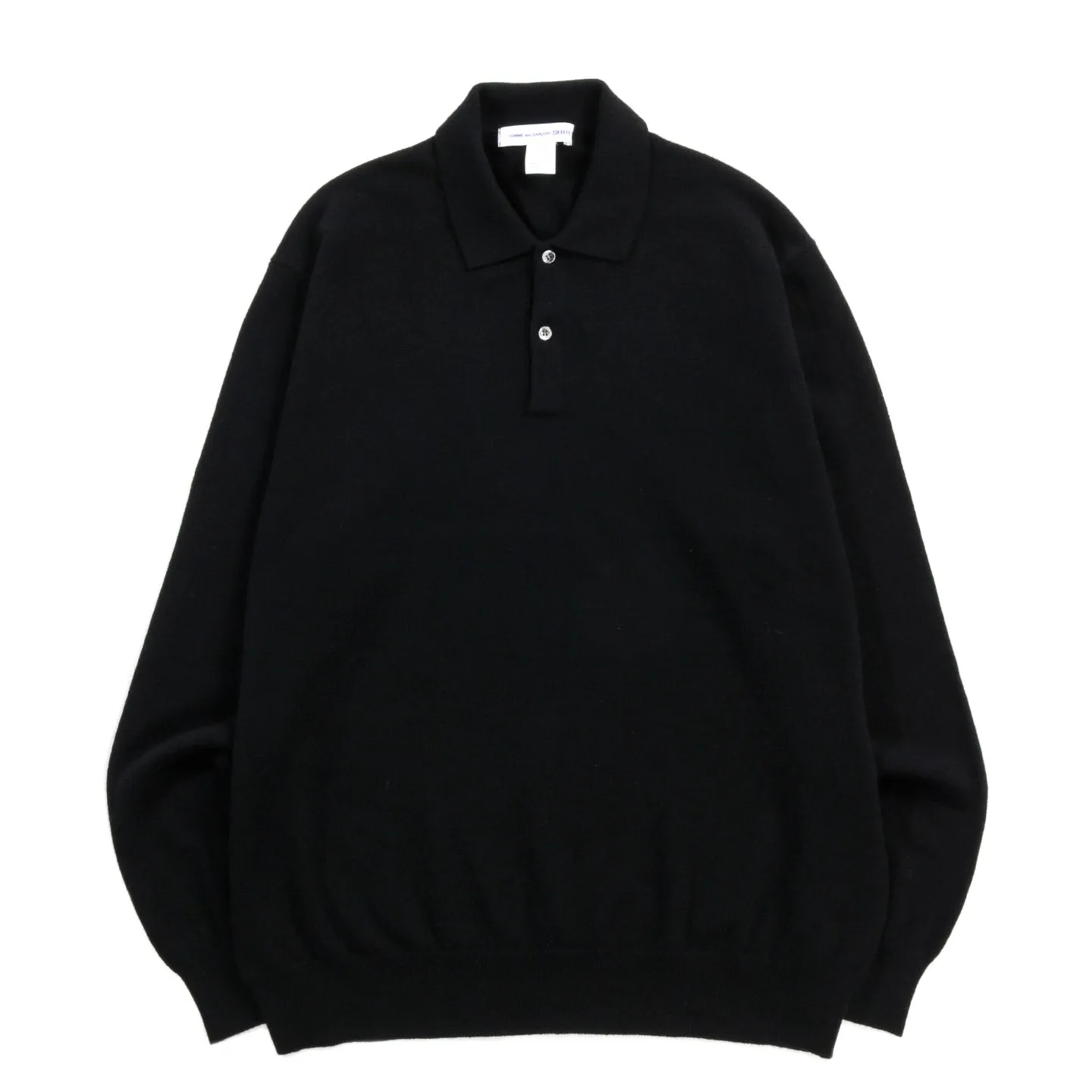 COMME DES GARCONS SHIRT N010 BIG WOOL POLO SWEATER BLACK