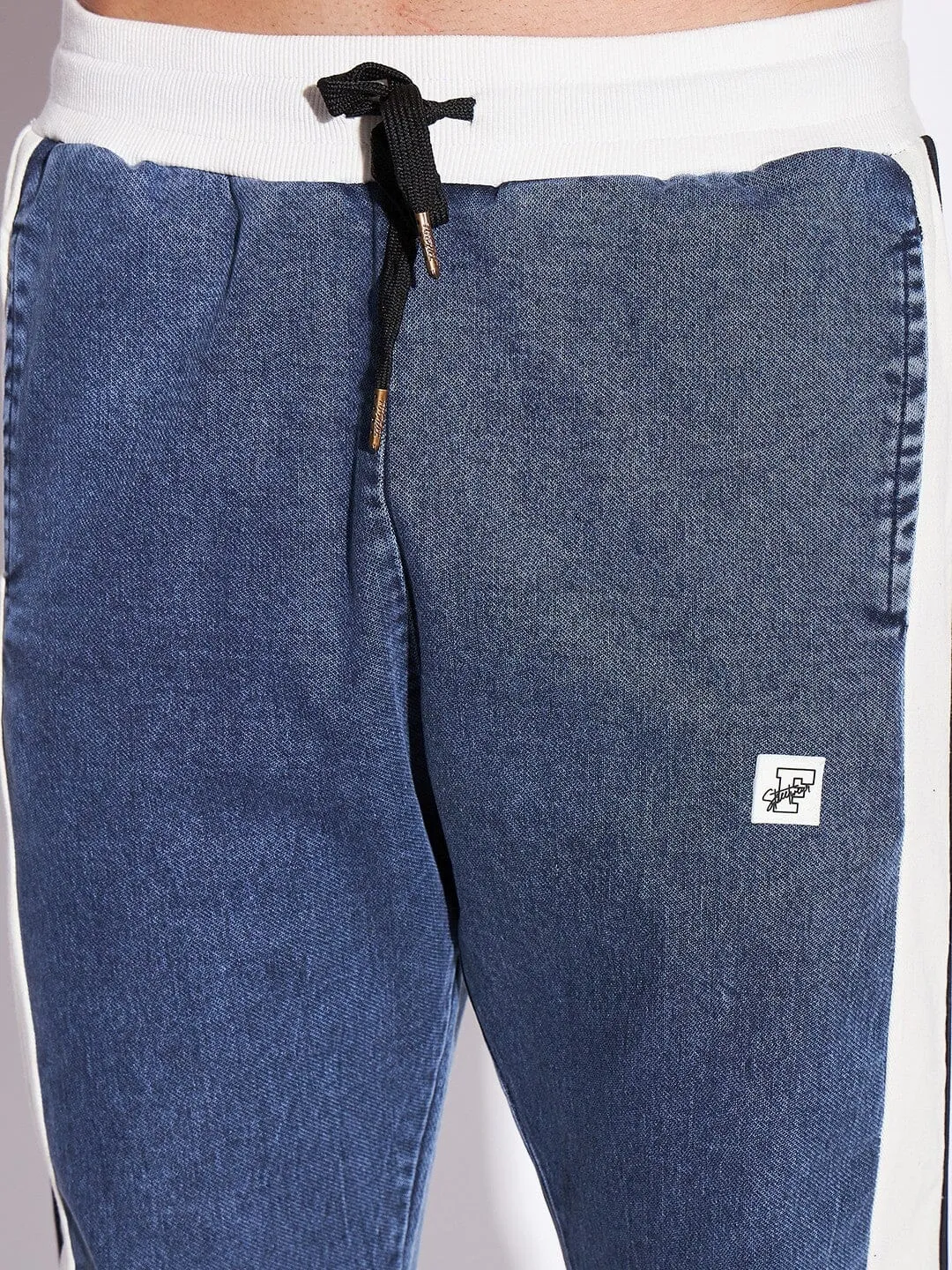 Dark Washed Snapbutton Flared Trackpants
