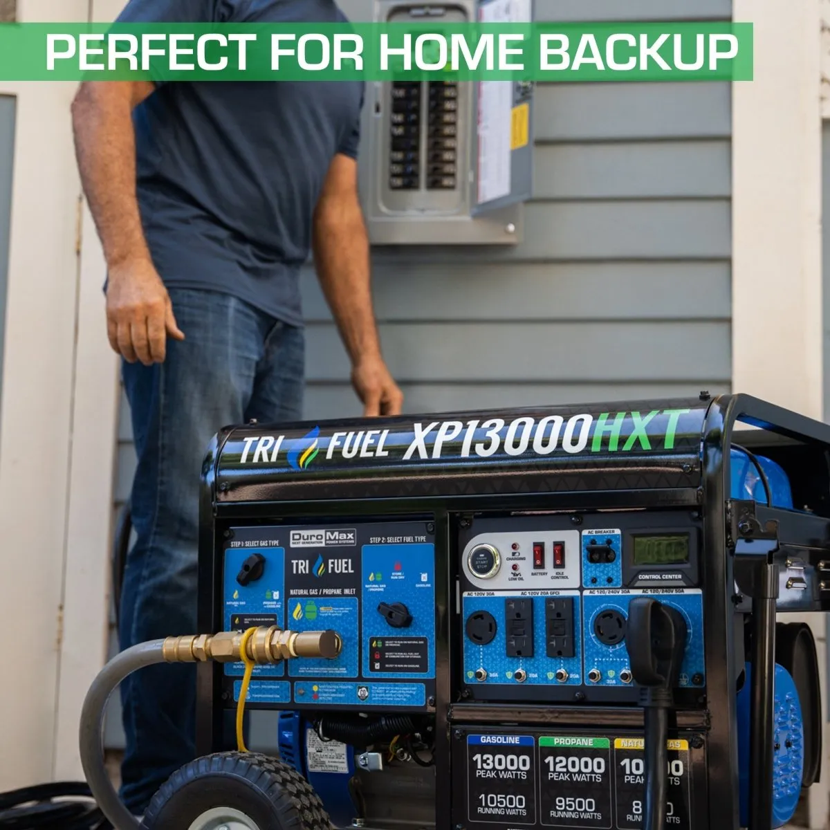 Duromax XP13000HXT - 10500W/13000W Tri-Fuel Generator | Gas, Propane, Natural Gas