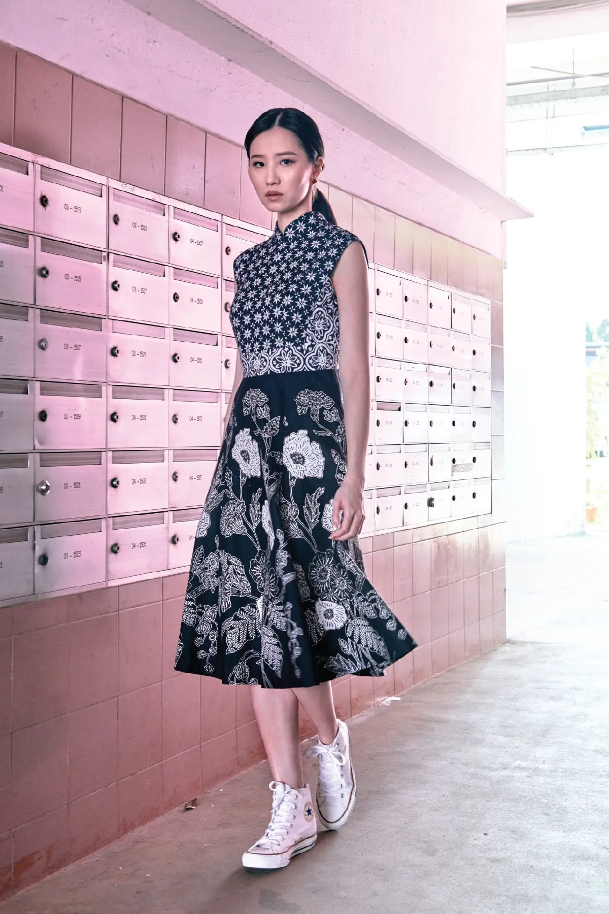 EBONY & IVORY CHEONGSAM DRESS