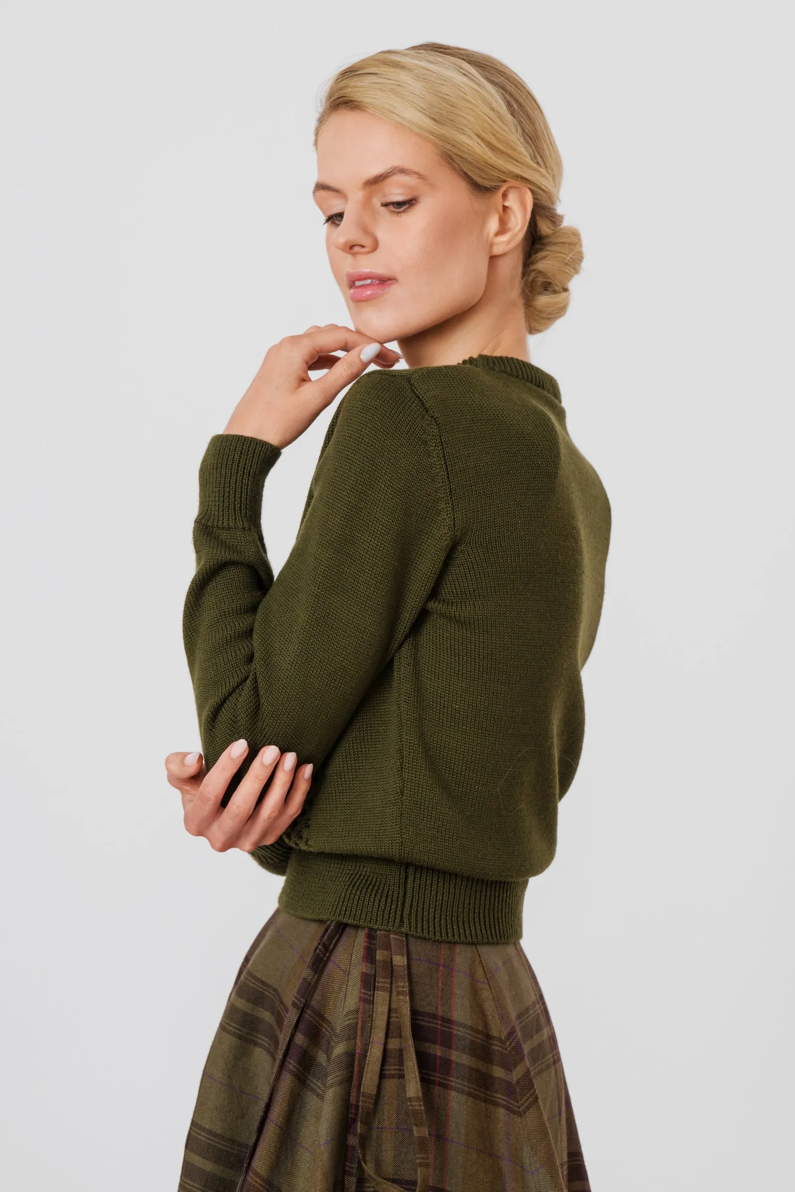 Elaine Pullover, Merino Wool, Moss Green