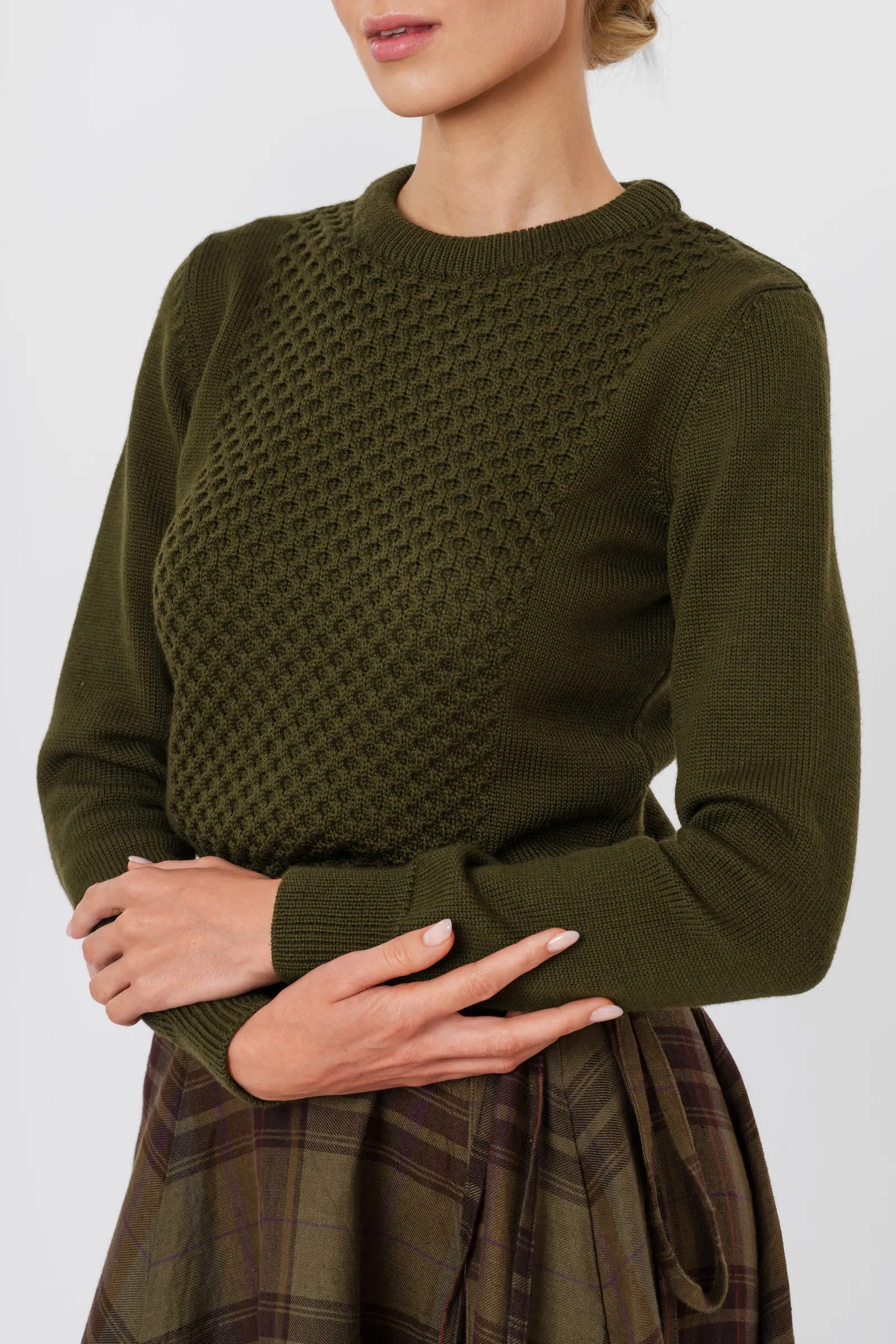 Elaine Pullover, Merino Wool, Moss Green