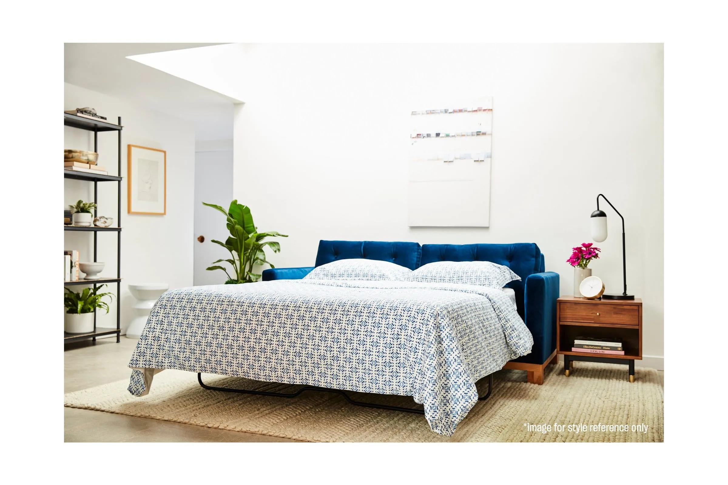 Logan Drive Apartment Size Sleeper Sofa Bed :: Leg Finish: Pecan / Sleeper Option: Memory Foam Mattress
