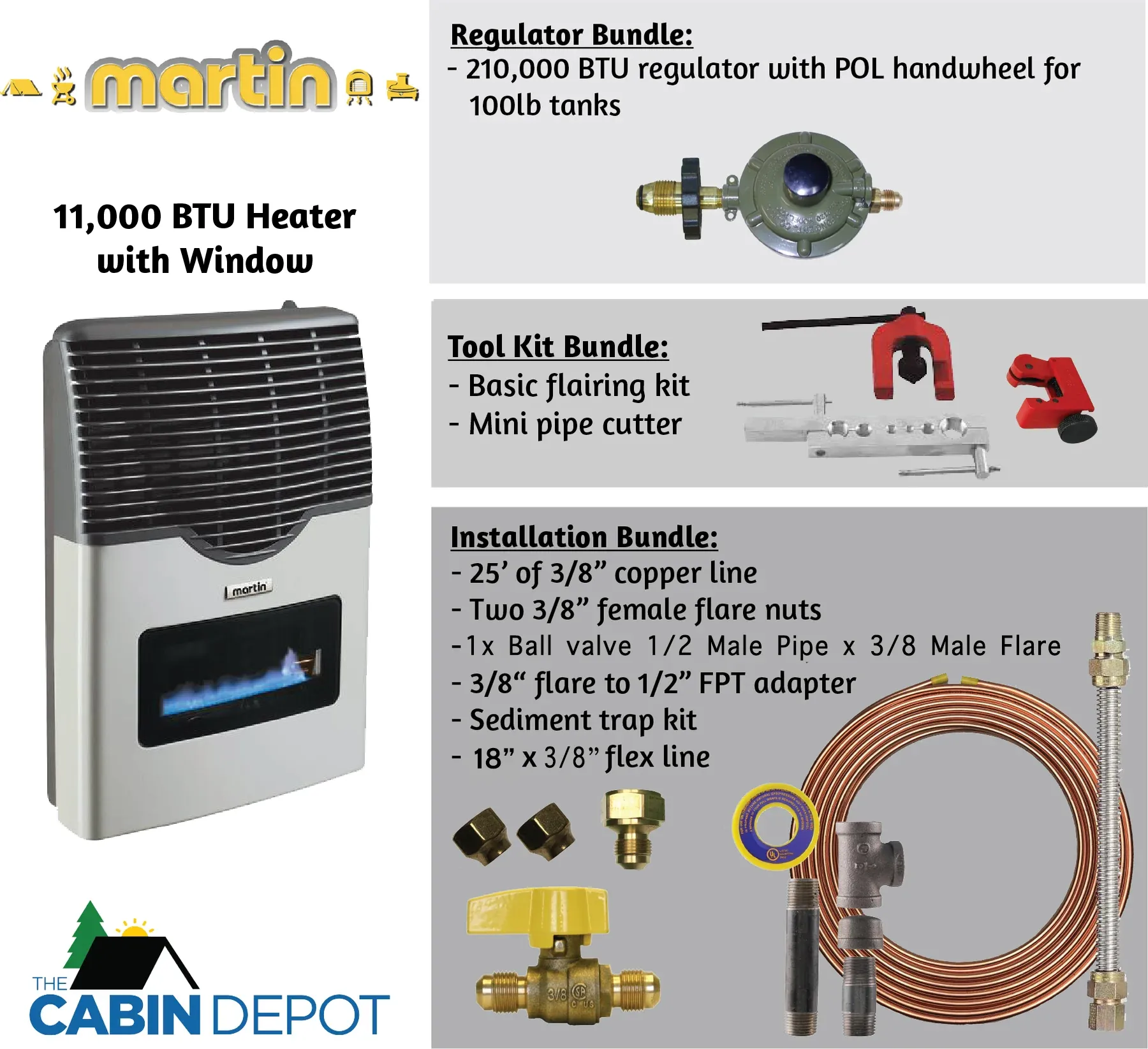 Martin 11000 BTU Propane Direct Vent Heater MDV12VP