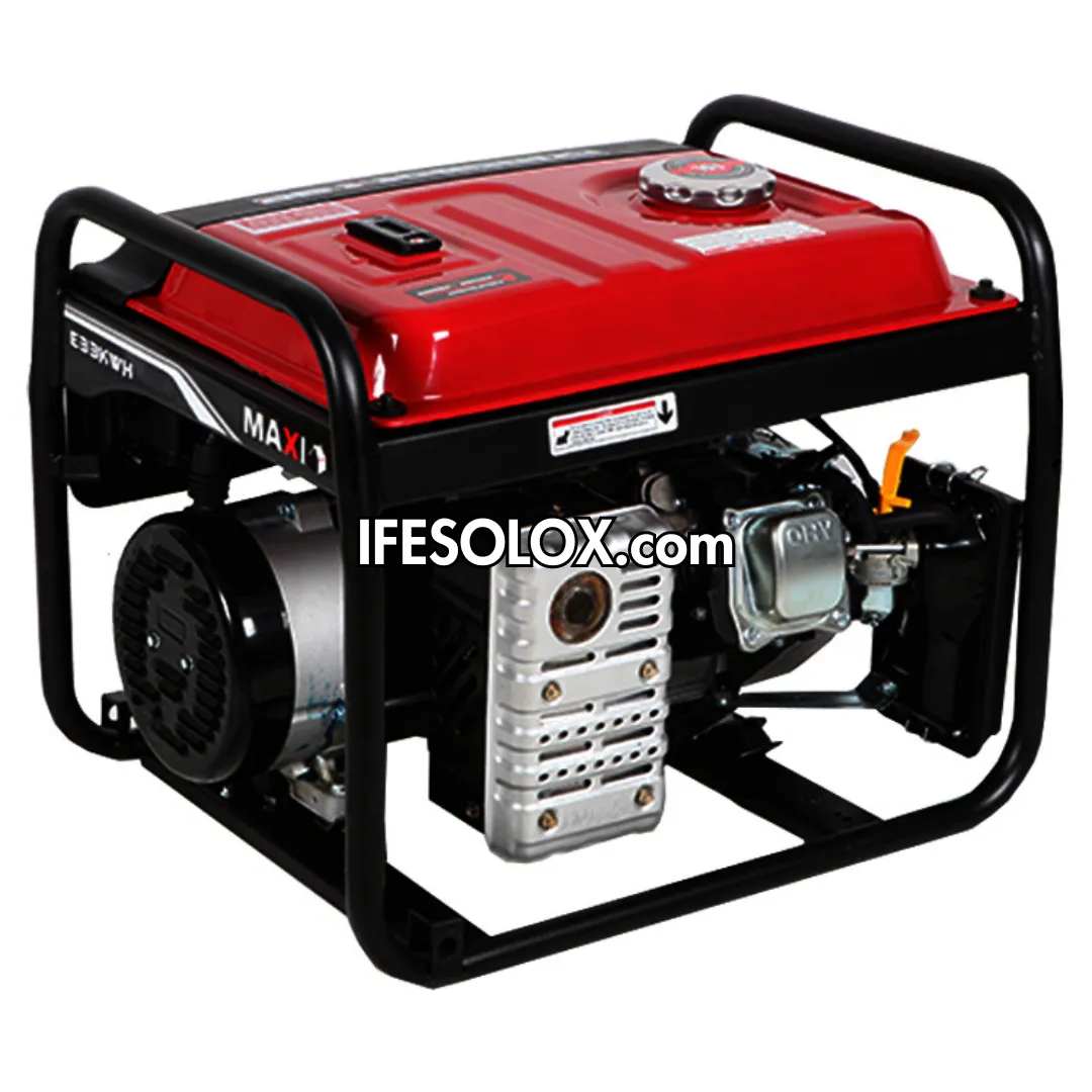 MAXI E33KWH 4.1KVA Pure Copper Key Start Gasoline Generator with Tire and Handles - Brand New