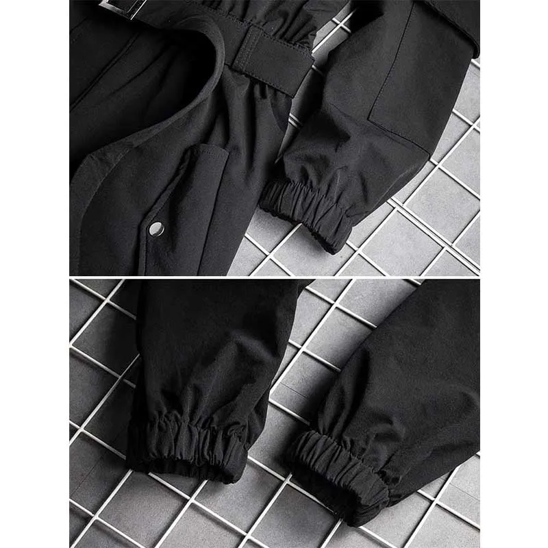 Men's Vintage Hooded Jumpsuit Suspenders Fashion Jumpsuit