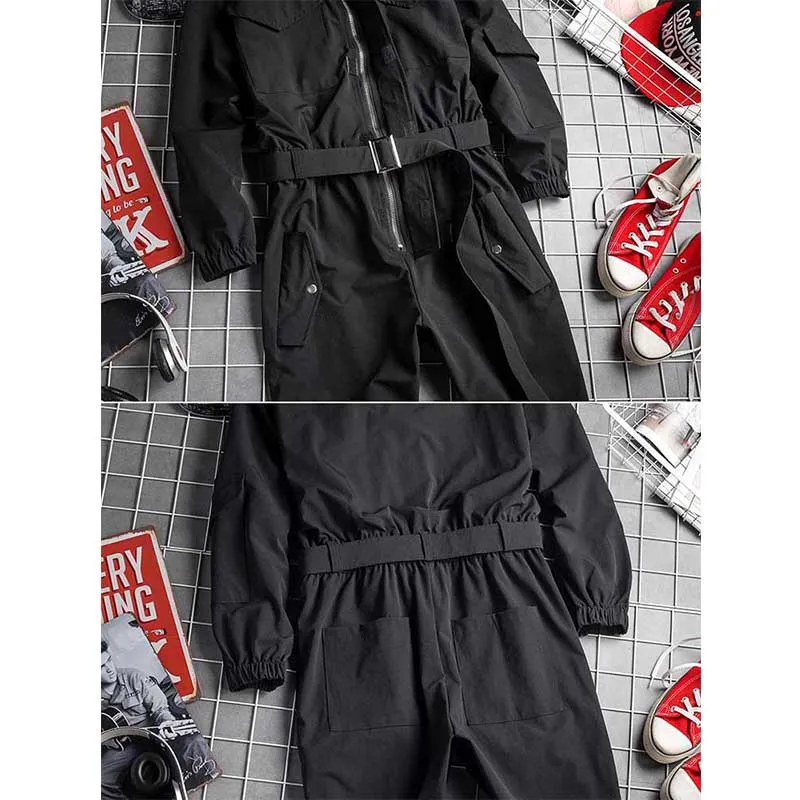 Men's Vintage Hooded Jumpsuit Suspenders Fashion Jumpsuit
