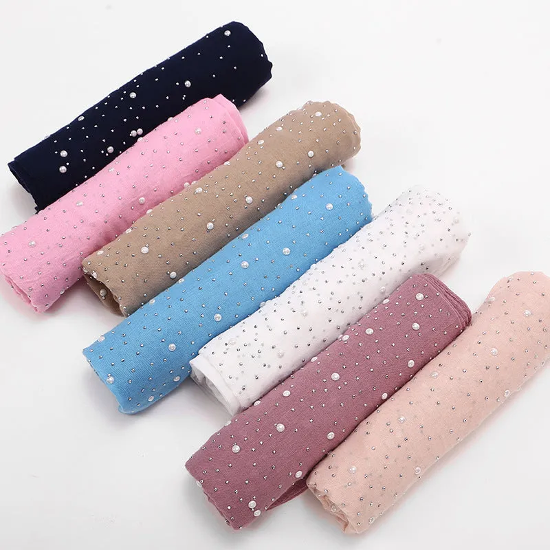MSL053 plain TR cotton hot stamping diamond hijab