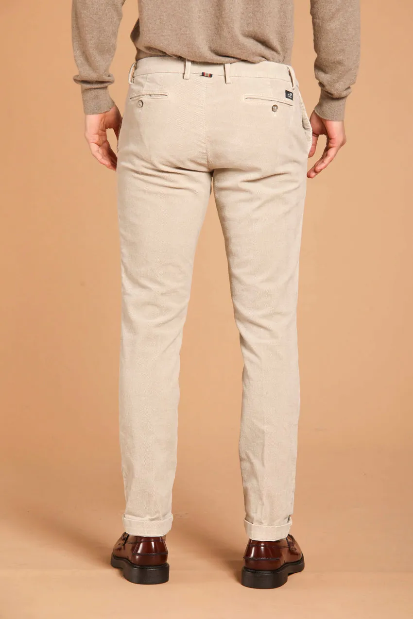 New York pantalone chino uomo in velluto con micro fantasia regular fit