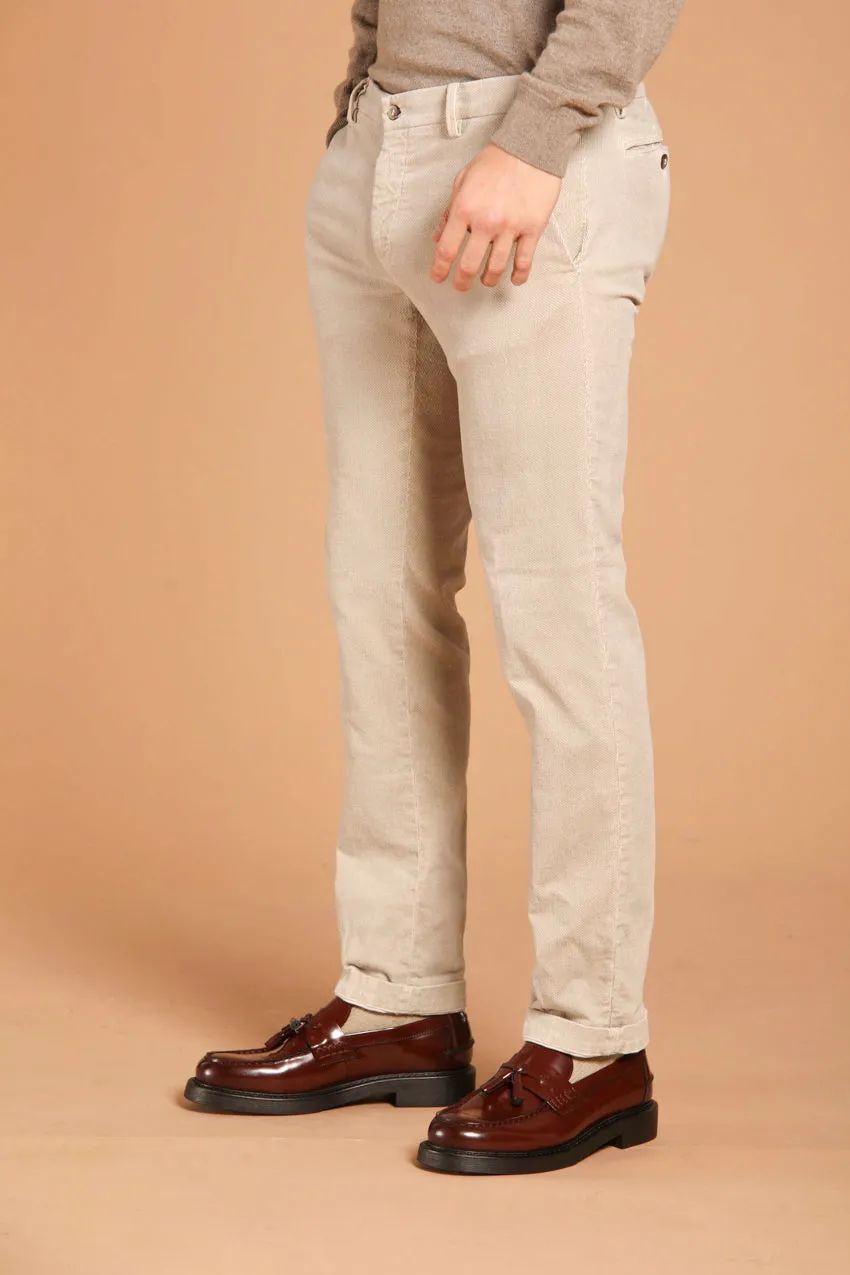 New York pantalone chino uomo in velluto con micro fantasia regular fit