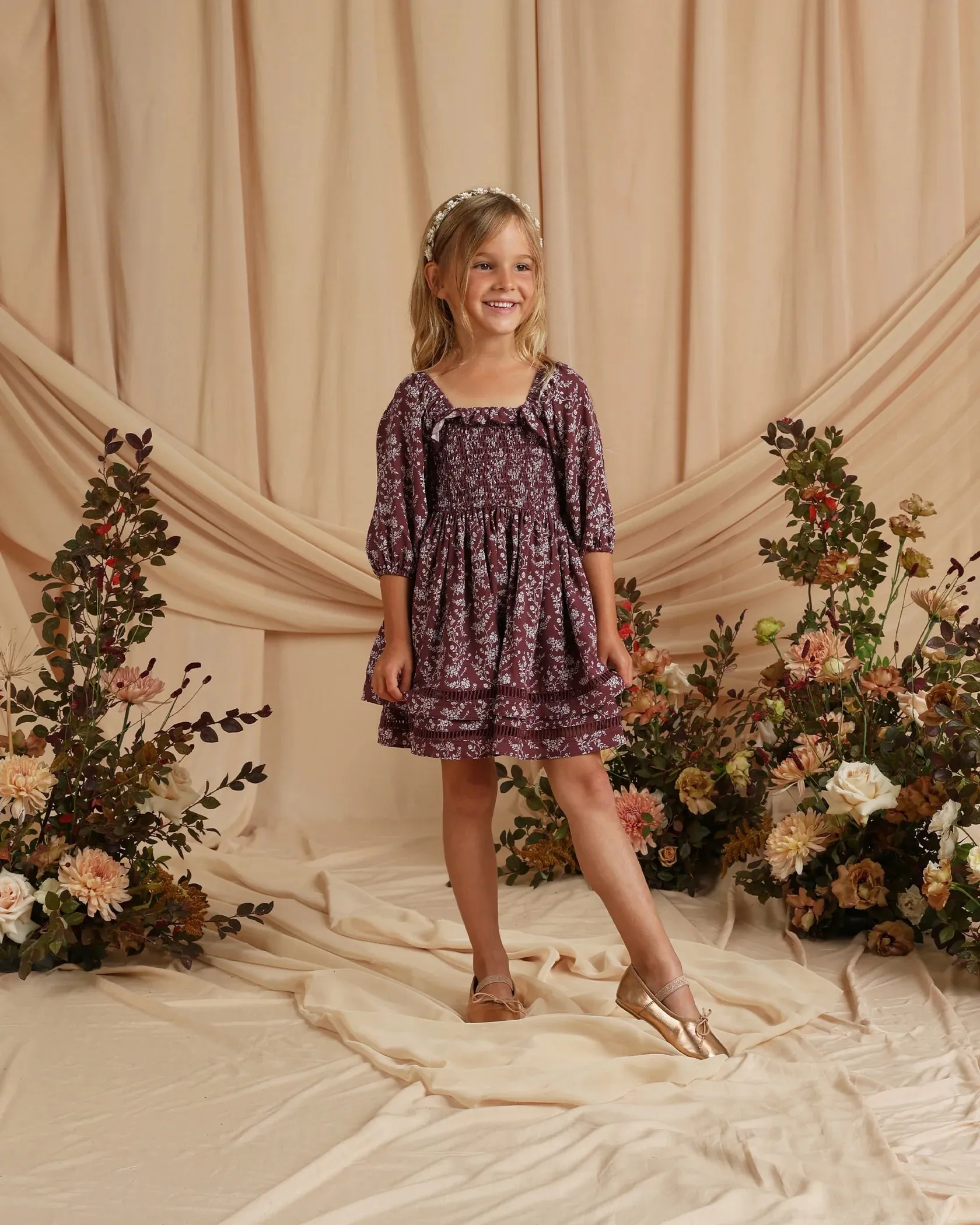 Nora Lee Elodie Dress - Winter Vines Fig