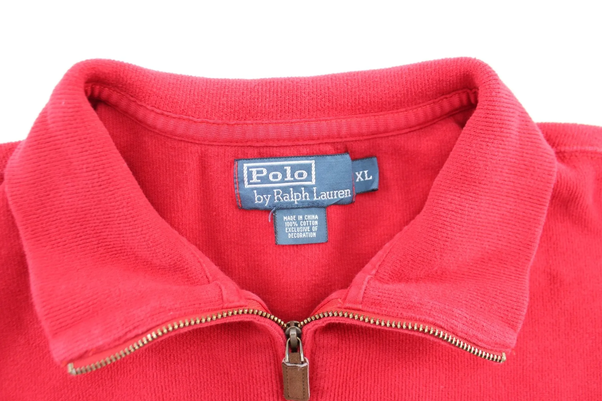 Polo by Ralph Lauren Embroidered Red Zip Up Sweater