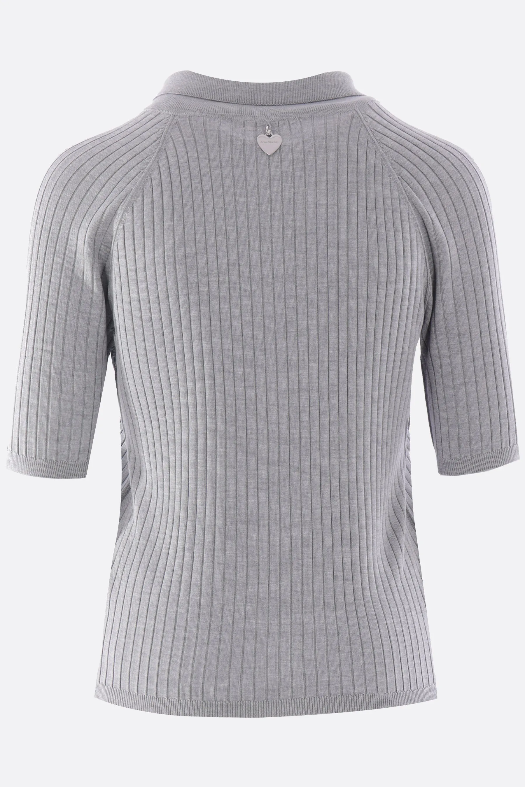 rib silk polo sweater