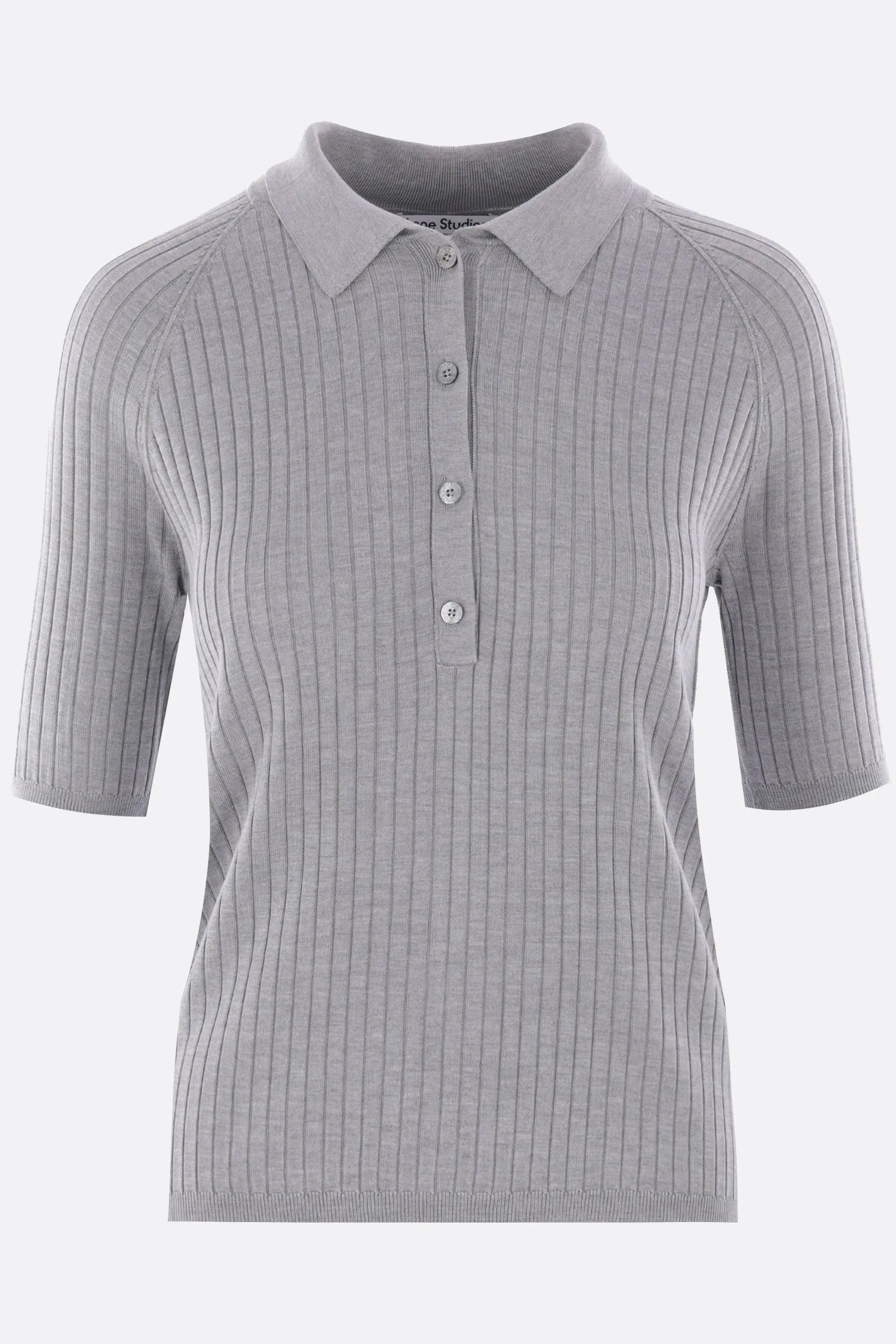 rib silk polo sweater