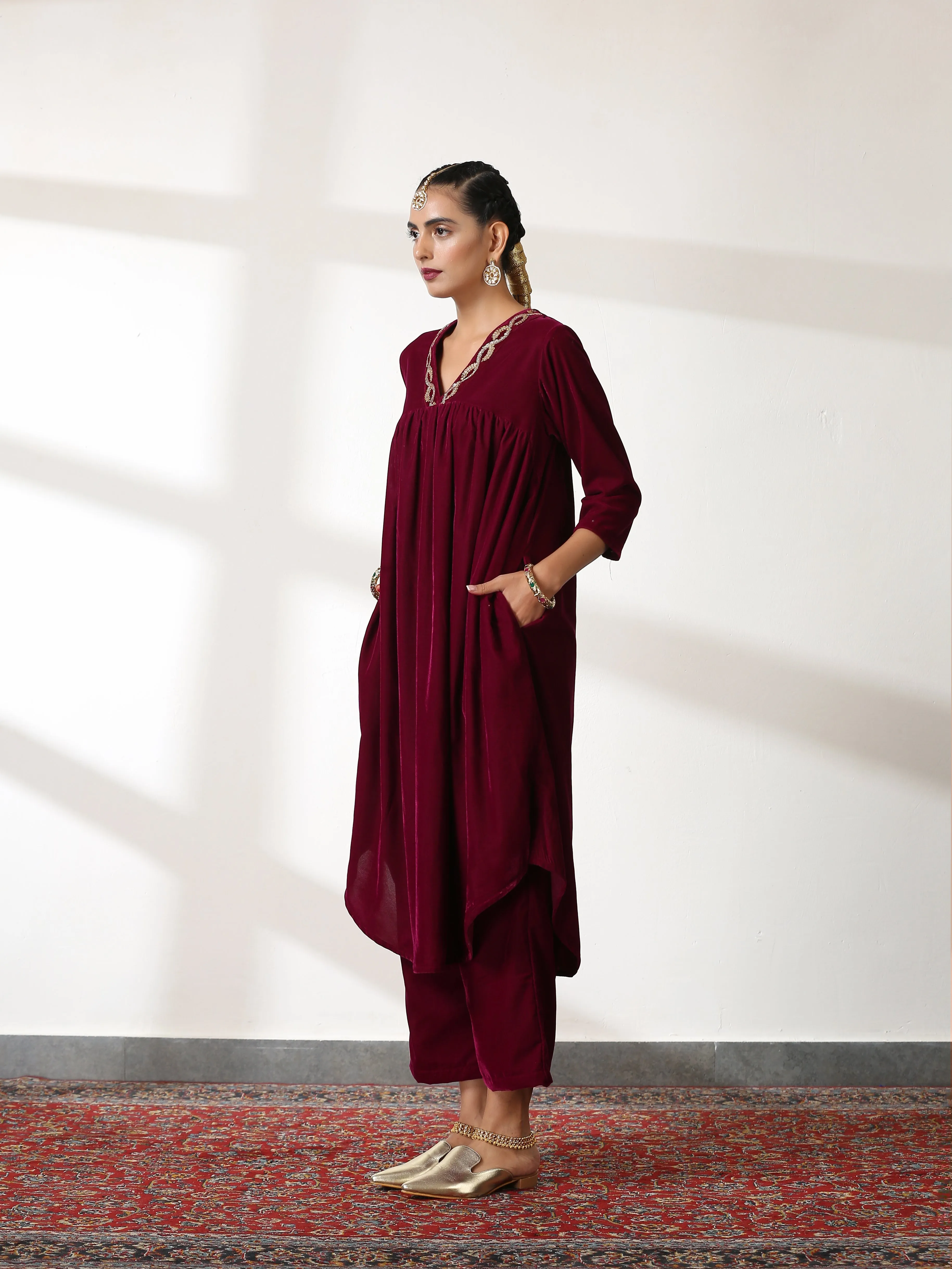 SET Plum Velvet with Sequinned Neckline