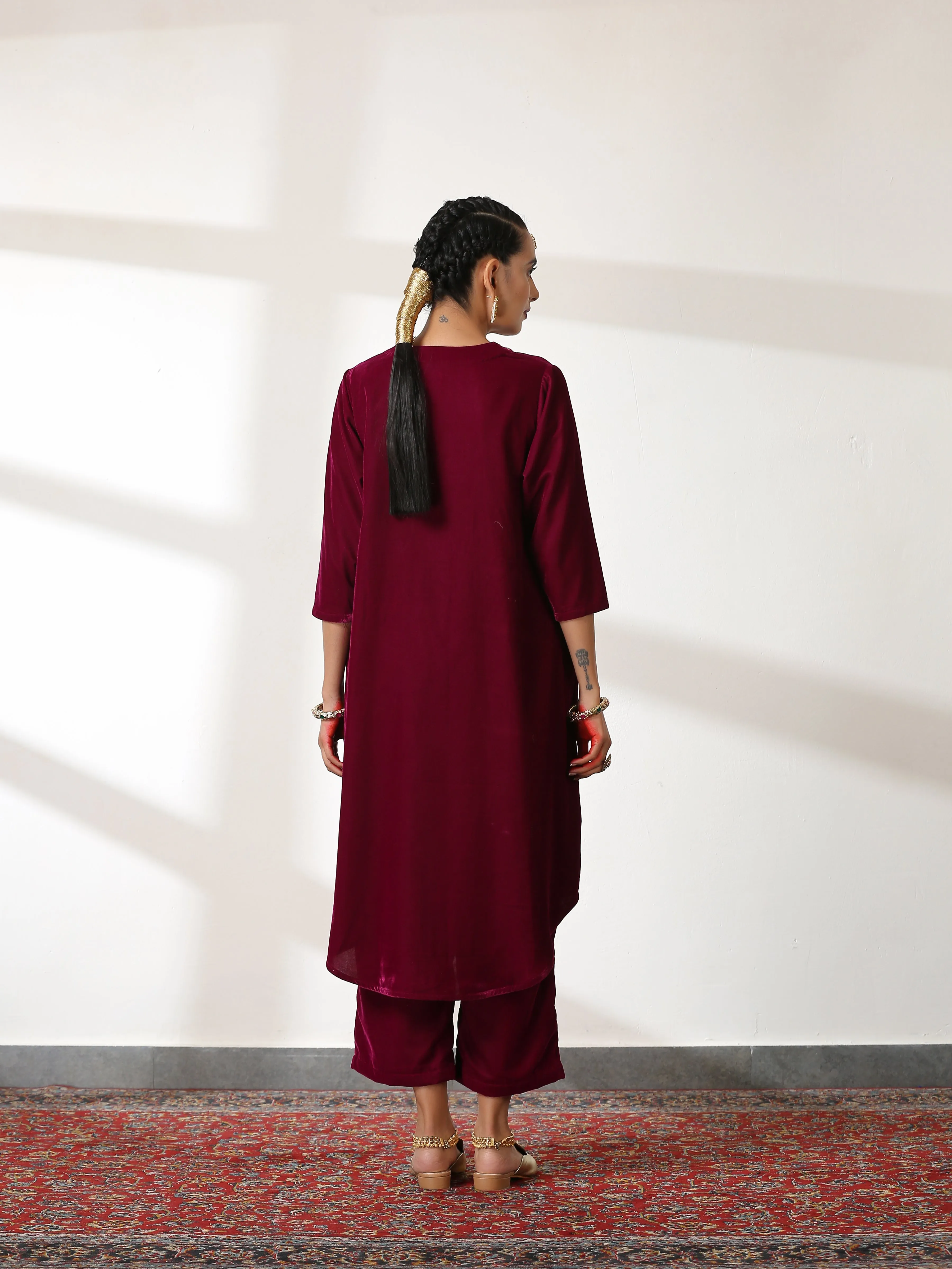 SET Plum Velvet with Sequinned Neckline