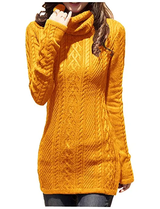 TastyHottie - Women Polo Neck Knit Stretchable Elasticity Long Slim Sweater