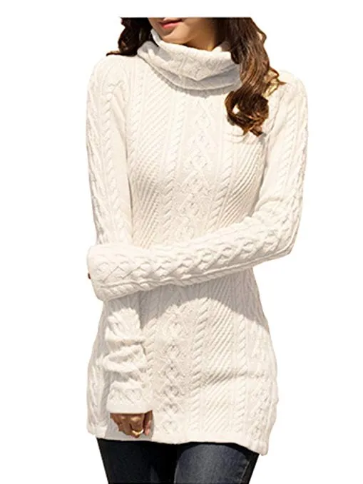 TastyHottie - Women Polo Neck Knit Stretchable Elasticity Long Slim Sweater