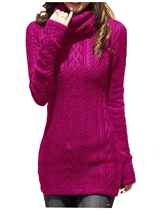 TastyHottie - Women Polo Neck Knit Stretchable Elasticity Long Slim Sweater
