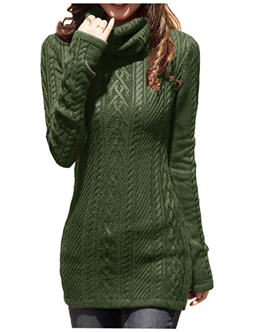 TastyHottie - Women Polo Neck Knit Stretchable Elasticity Long Slim Sweater