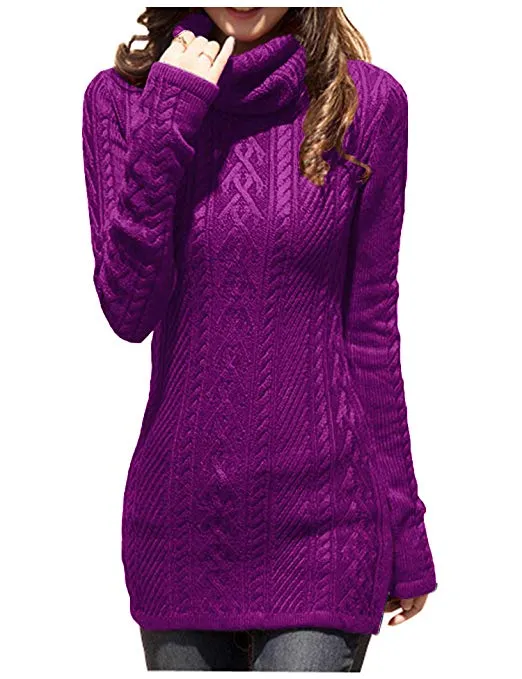 TastyHottie - Women Polo Neck Knit Stretchable Elasticity Long Slim Sweater