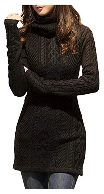 TastyHottie - Women Polo Neck Knit Stretchable Elasticity Long Slim Sweater