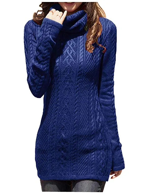 TastyHottie - Women Polo Neck Knit Stretchable Elasticity Long Slim Sweater