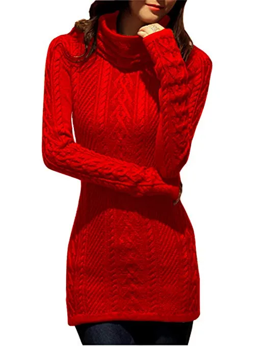 TastyHottie - Women Polo Neck Knit Stretchable Elasticity Long Slim Sweater