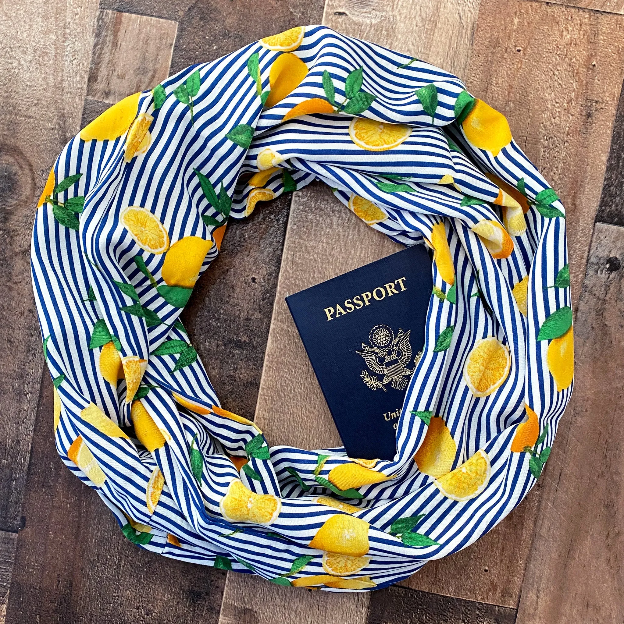 The Travel Bite Limoncello Navy Scarf