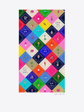 Vilagallo Vibrant Summer Patch Print Scarf