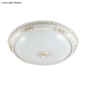 Vintage Frosted Glass Flush Mount Ceiling Light with LED, White Bowl Corridor Lamp - 14"/16"/19.5" Size Options